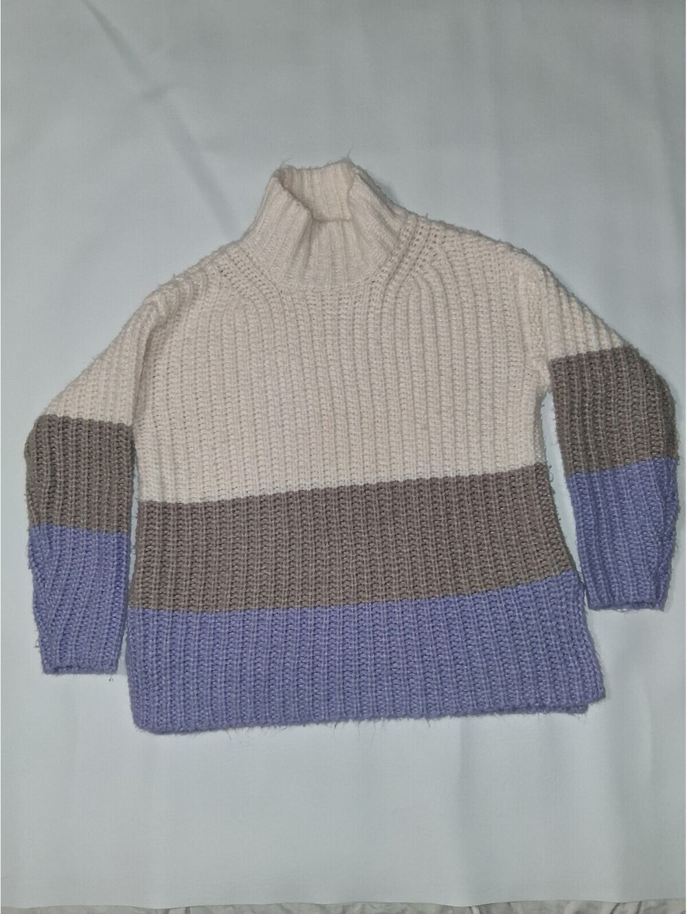 Ann Taylor Colorblock Chunky Knit Turtleneck Sweater